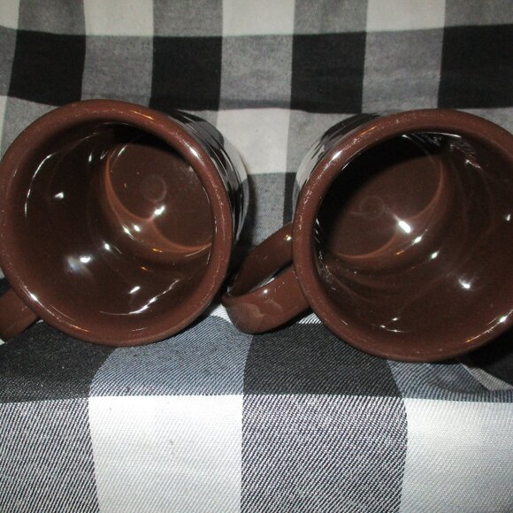 2 Longaberger Pottery Woven Traditions Chocolate Brown Mocha Coffee 12oz M… - Picture 4 of 4